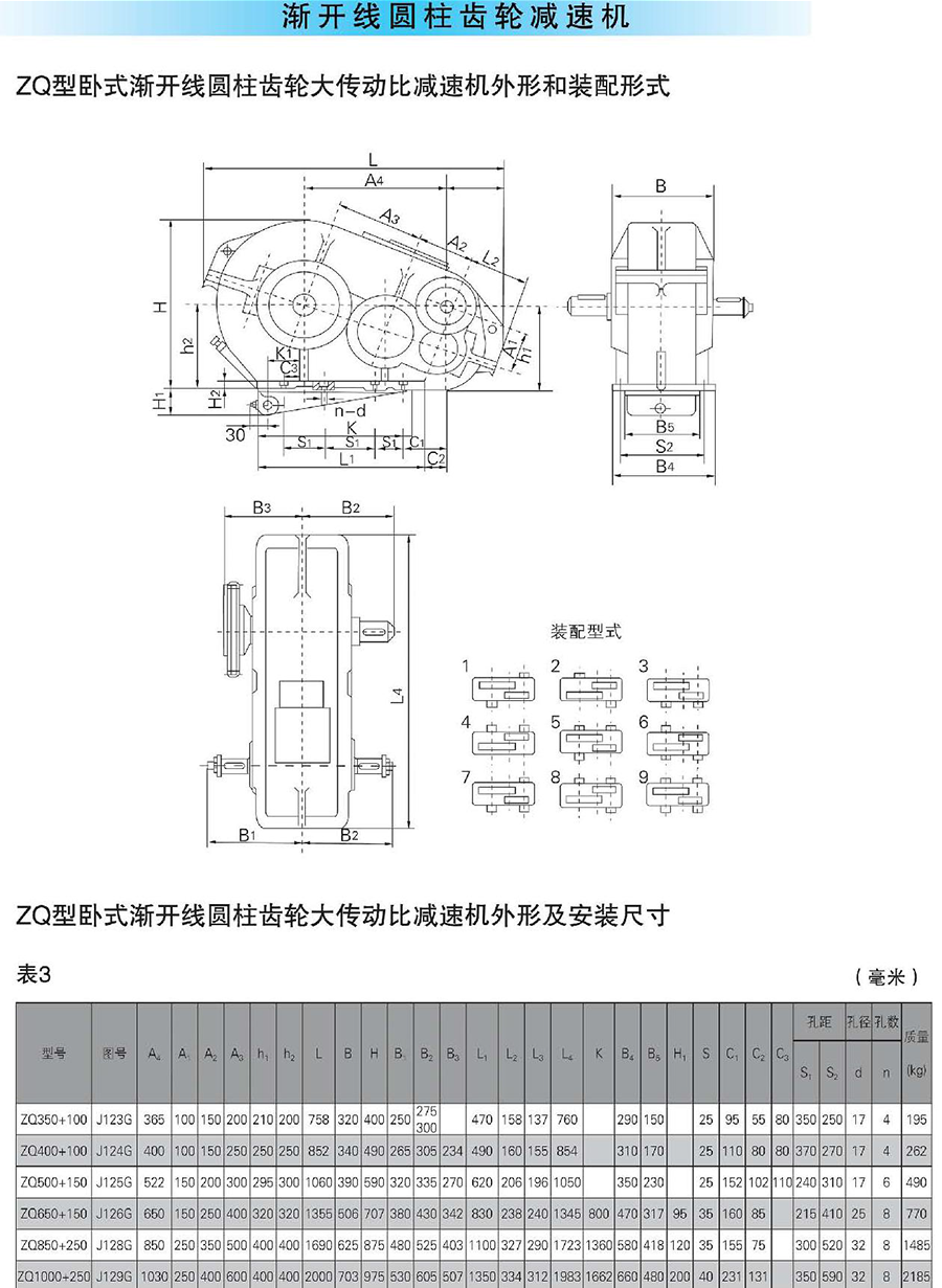 ZQ减速机结构图图片